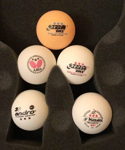 Five 40+ table tennis balls